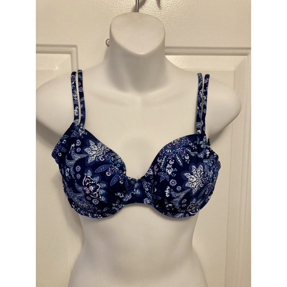 NEW Lascana Venus Padded Bikini Top A Cup  32B 34A 36AA Blue Bandanna‎ Print